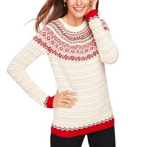Talbots Diamond Fairisle Sweater Lambs Wool Blend Size XL